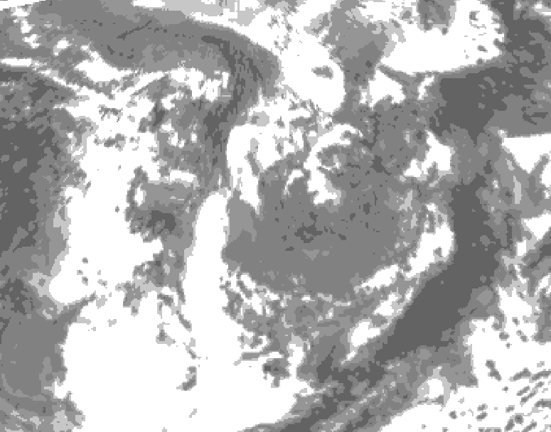 GDPS total cloud 150 hour forecast chart for Canada based on 2026/05/01 1200Z data