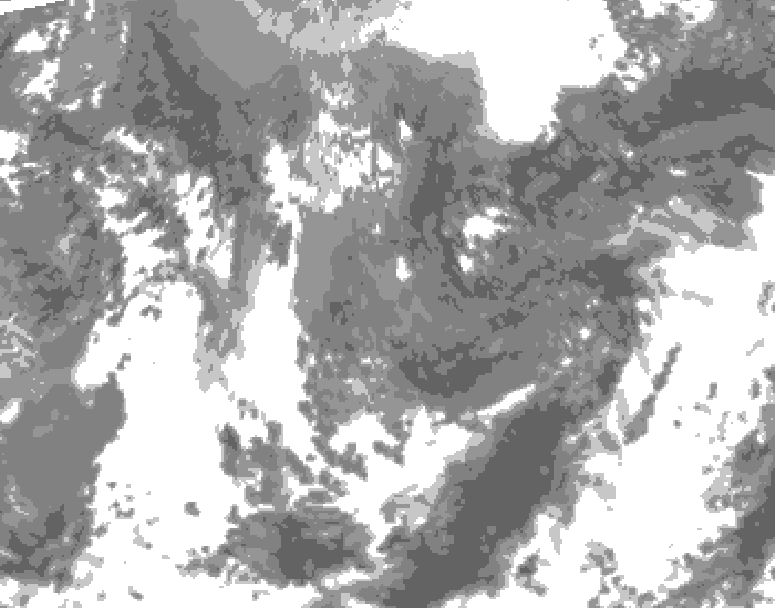 GDPS total cloud 102 hour forecast chart for Canada based on 2026/05/02 0000Z data