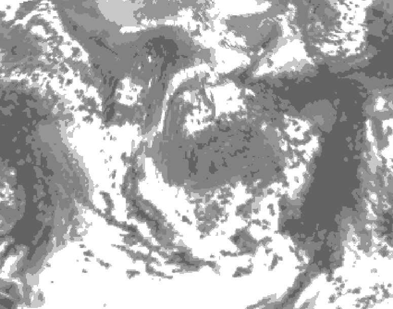 GDPS total cloud 150 hour forecast chart for Canada based on 2026/05/02 0000Z data