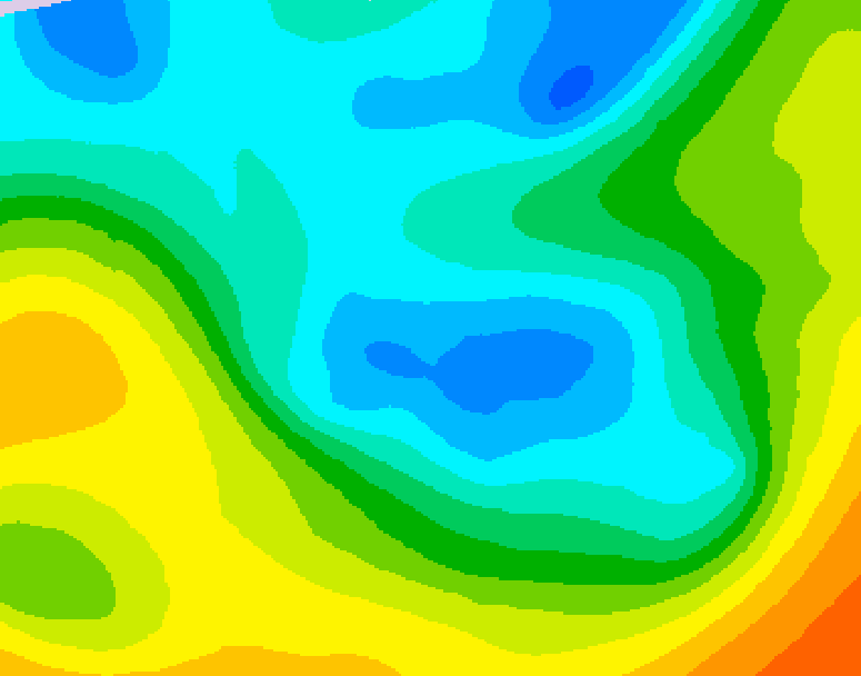 GDPS 500 millibar geopotential height 006 hour forecast chart for Canada based on 2026/05/03 1200Z data