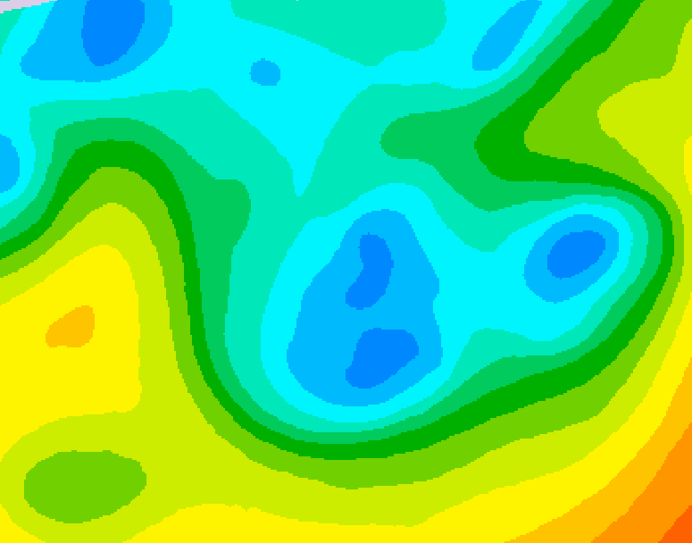 GDPS 500 millibar geopotential height 036 hour forecast chart for Canada based on 2026/05/03 1200Z data