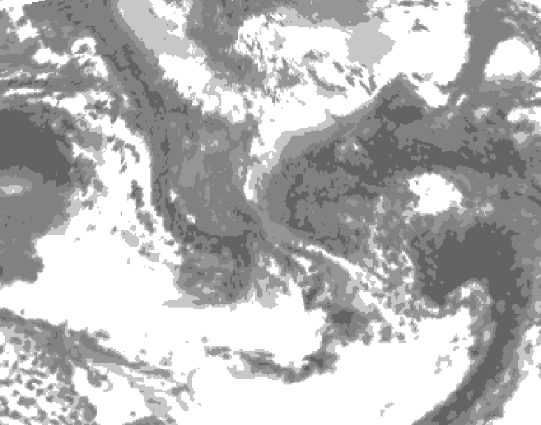 GDPS total cloud 018 hour forecast chart for Canada based on 2026/05/03 0000Z data