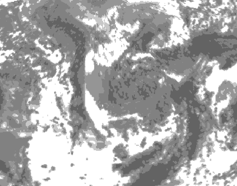 GDPS total cloud 102 hour forecast chart for Canada based on 2026/05/03 0000Z data