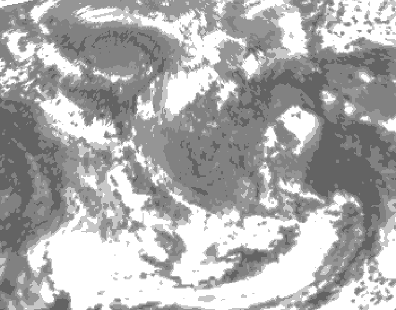 GDPS total cloud 132 hour forecast chart for Canada based on 2026/05/03 0000Z data