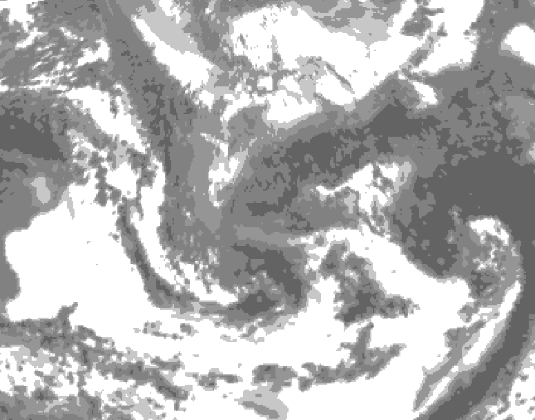GDPS total cloud 018 hour forecast chart for Canada based on 2026/05/03 1200Z data