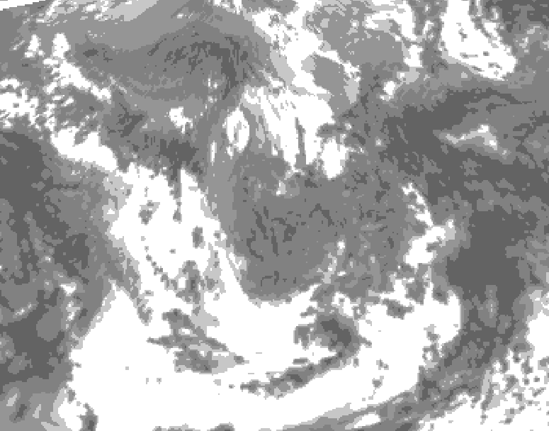 GDPS total cloud 120 hour forecast chart for Canada based on 2026/05/03 1200Z data