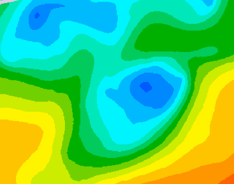 GDPS 500 millibar geopotential height 036 hour forecast chart for Canada based on 2026/05/05 0000Z data