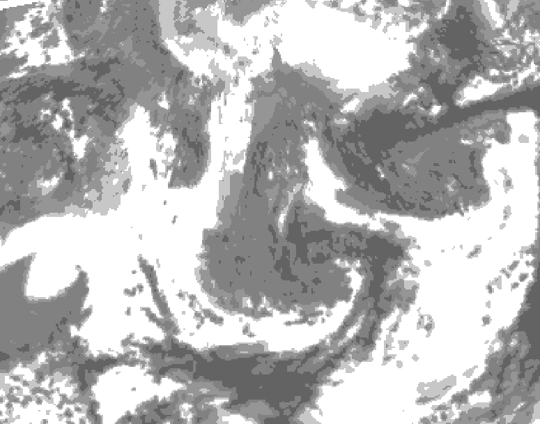 GDPS total cloud 012 hour forecast chart for Canada based on 2026/05/05 0000Z data