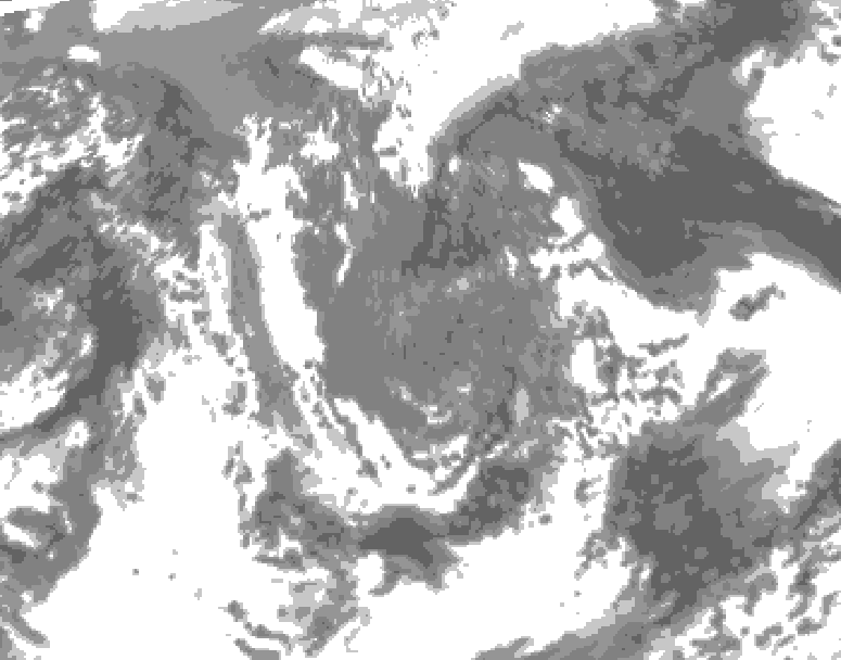 GDPS total cloud 120 hour forecast chart for Canada based on 2026/05/05 0000Z data