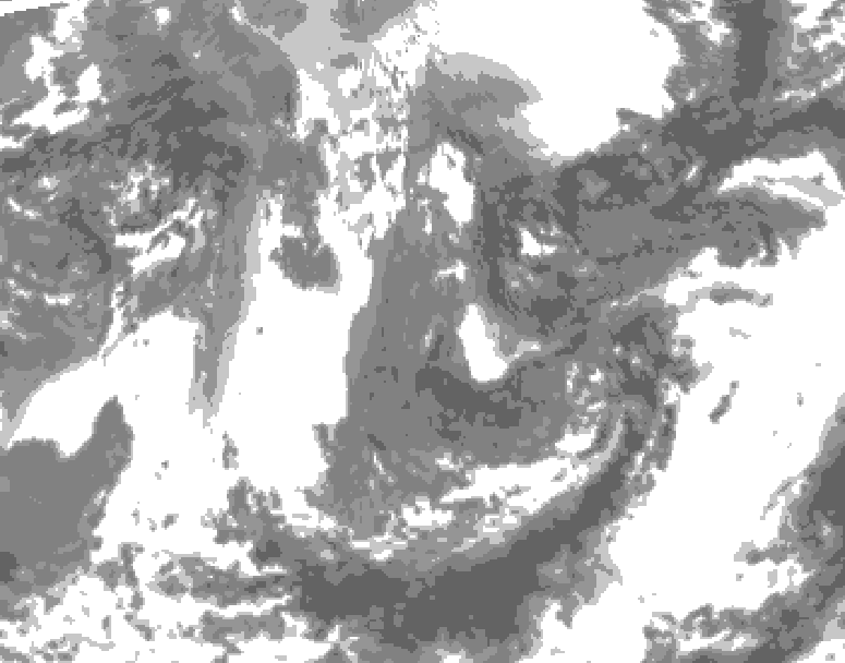 GDPS total cloud 012 hour forecast chart for Canada based on 2026/05/05 1200Z data