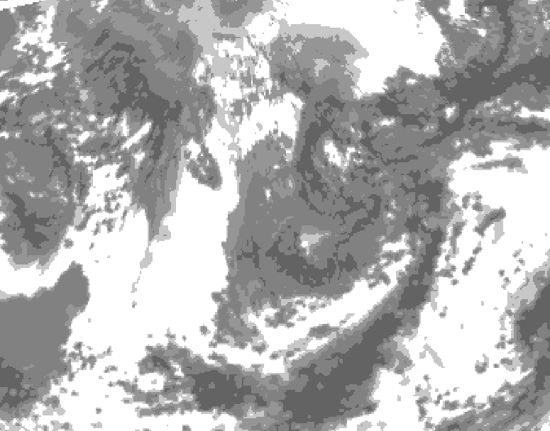 GDPS total cloud 018 hour forecast chart for Canada based on 2026/05/05 1200Z data
