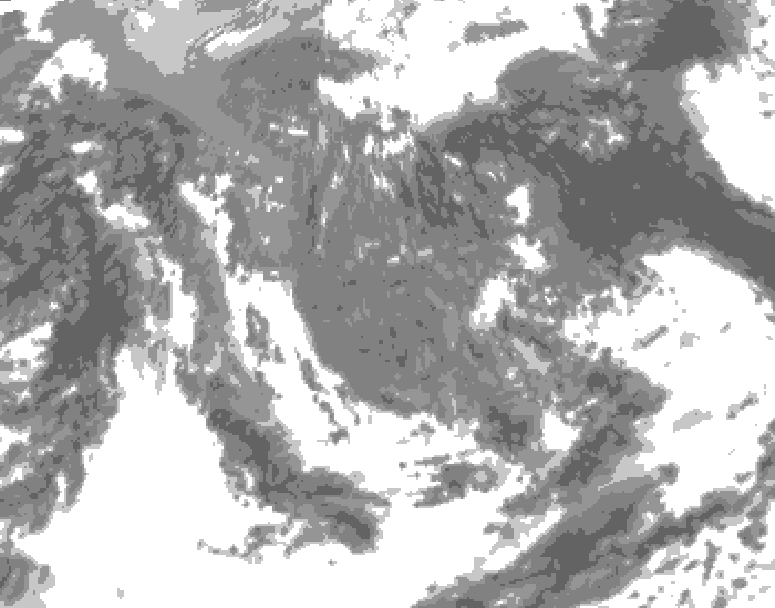 GDPS total cloud 102 hour forecast chart for Canada based on 2026/05/05 1200Z data