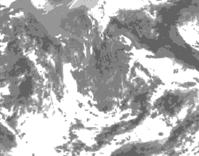 GDPS total cloud 102 hour forecast chart for Canada based on 2026/05/06 0000Z data