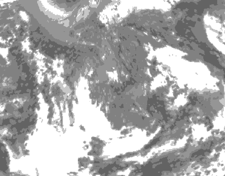 GDPS total cloud 096 hour forecast chart for Canada based on 2026/05/06 1200Z data
