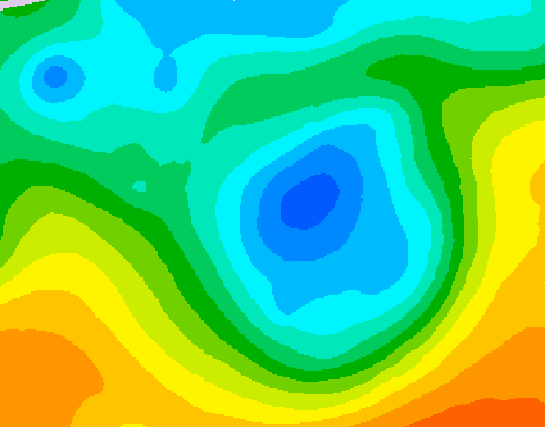 GDPS 500 millibar geopotential height 018 hour forecast chart for Canada based on 2026/05/07 0000Z data
