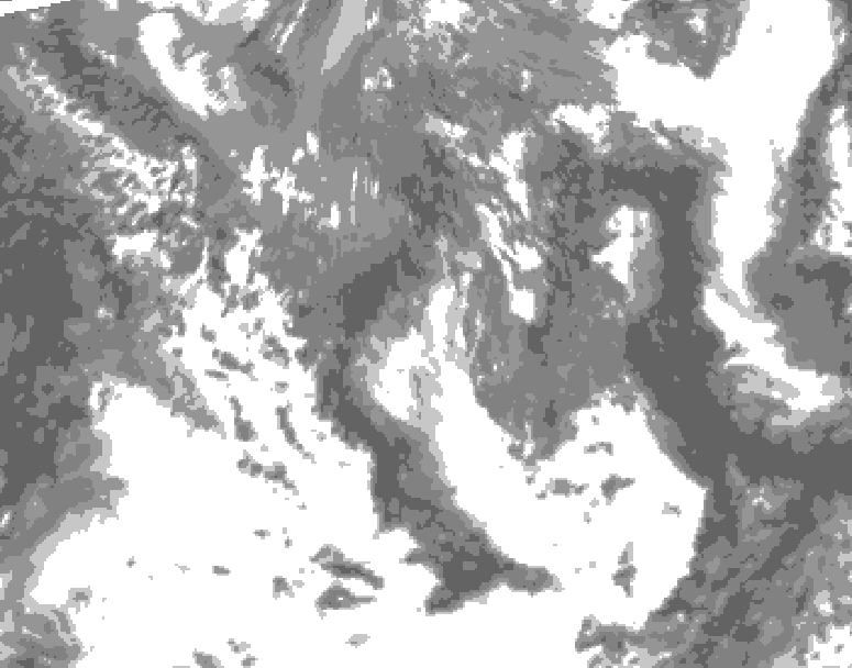 GDPS total cloud 126 hour forecast chart for Canada based on 2026/05/07 0000Z data