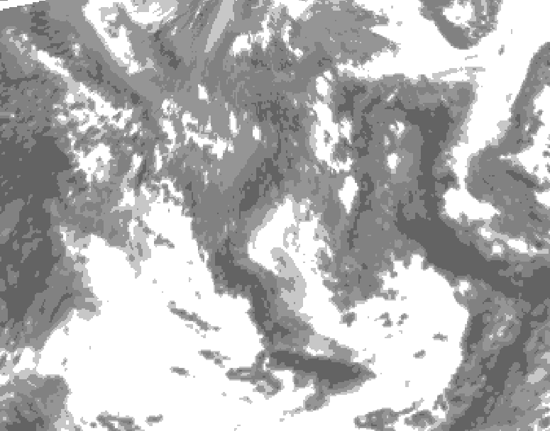 GDPS total cloud 132 hour forecast chart for Canada based on 2026/05/07 0000Z data