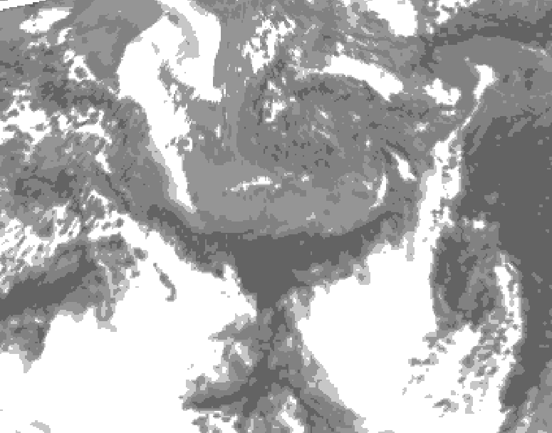 GDPS total cloud 222 hour forecast chart for Canada based on 2026/05/07 0000Z data