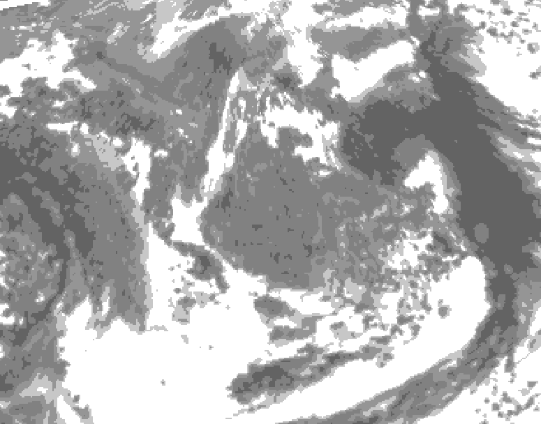 GDPS total cloud 030 hour forecast chart for Canada based on 2026/05/07 1200Z data