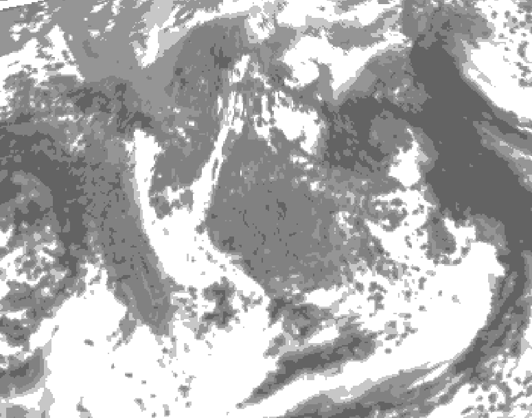 GDPS total cloud 036 hour forecast chart for Canada based on 2026/05/07 1200Z data