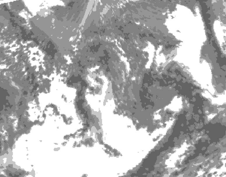 GDPS total cloud 096 hour forecast chart for Canada based on 2026/05/07 1200Z data
