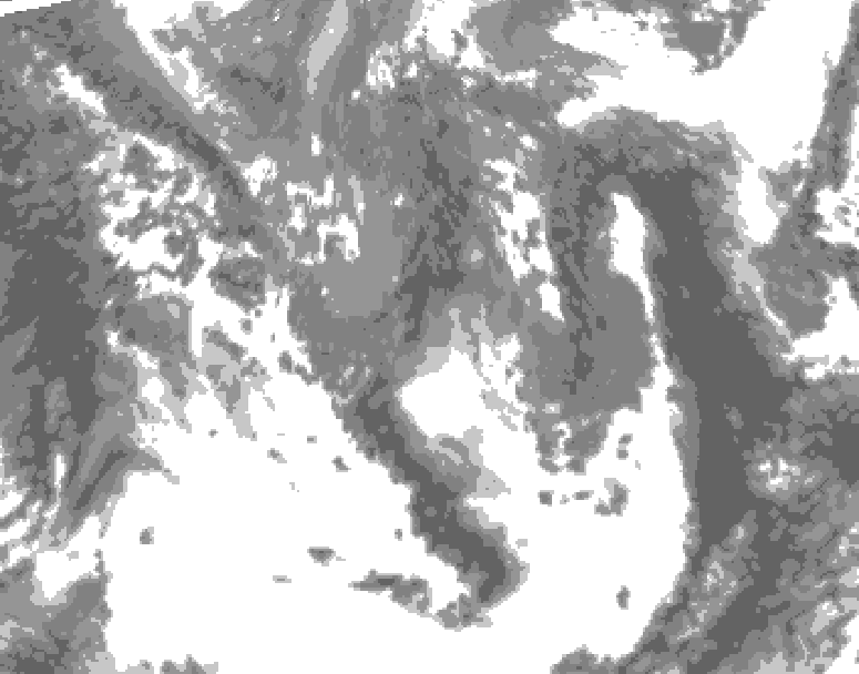 GDPS total cloud 120 hour forecast chart for Canada based on 2026/05/07 1200Z data