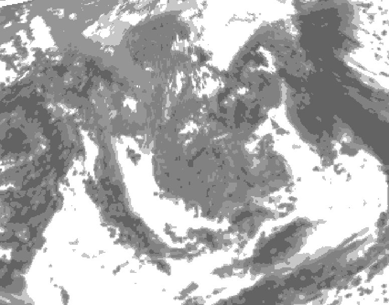 GDPS total cloud 036 hour forecast chart for Canada based on 2026/05/08 0000Z data
