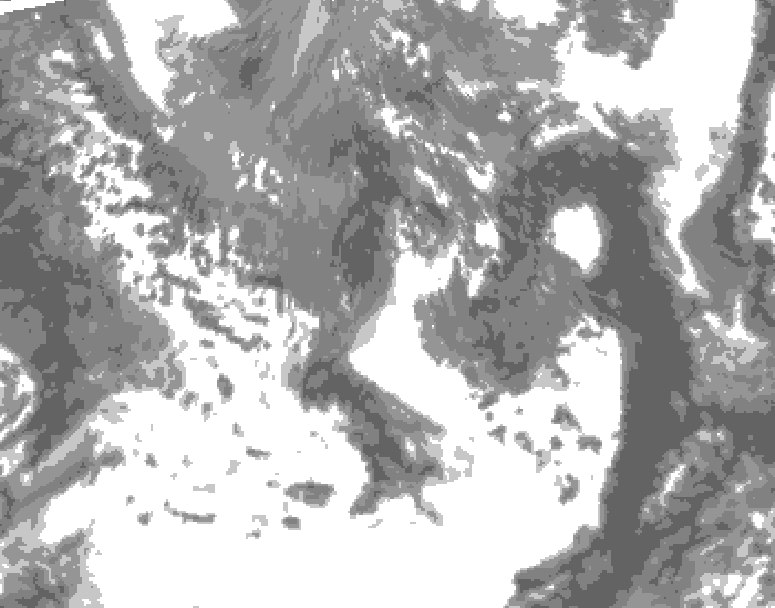 GDPS total cloud 102 hour forecast chart for Canada based on 2026/05/08 0000Z data