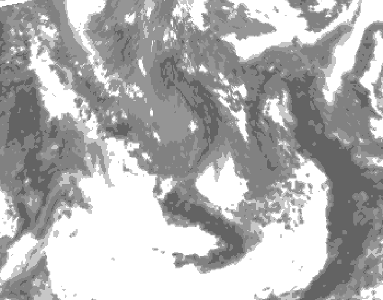GDPS total cloud 102 hour forecast chart for Canada based on 2026/05/08 1200Z data