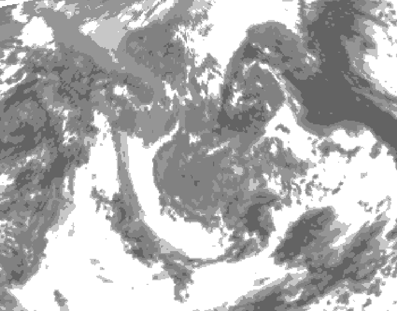 GDPS total cloud 018 hour forecast chart for Canada based on 2026/05/09 0000Z data