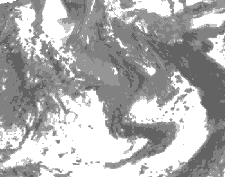 GDPS total cloud 102 hour forecast chart for Canada based on 2026/05/09 0000Z data