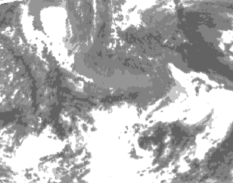GDPS total cloud 120 hour forecast chart for Canada based on 2026/05/09 0000Z data