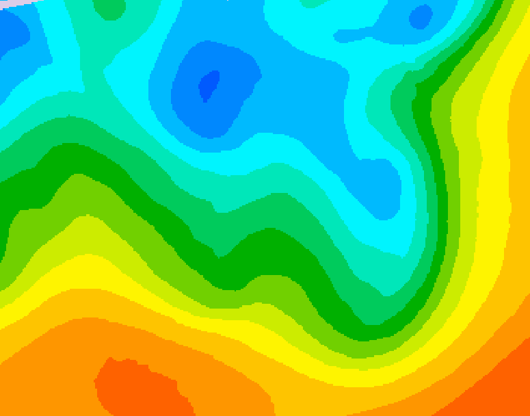 GDPS 500 millibar geopotential height 036 hour forecast chart for Canada based on 2026/05/10 1200Z data
