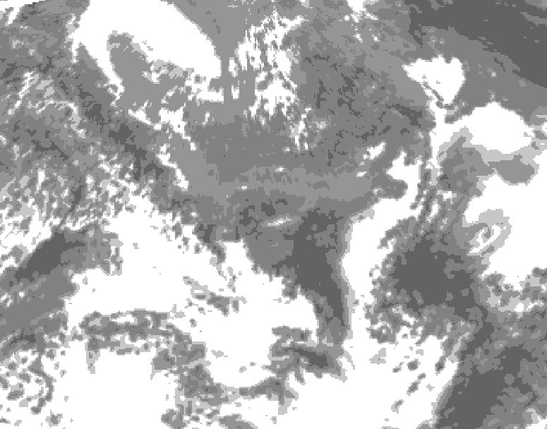 GDPS total cloud 120 hour forecast chart for Canada based on 2026/05/10 0000Z data