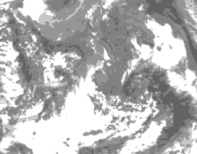 GDPS total cloud 012 hour forecast chart for Canada based on 2026/05/10 1200Z data
