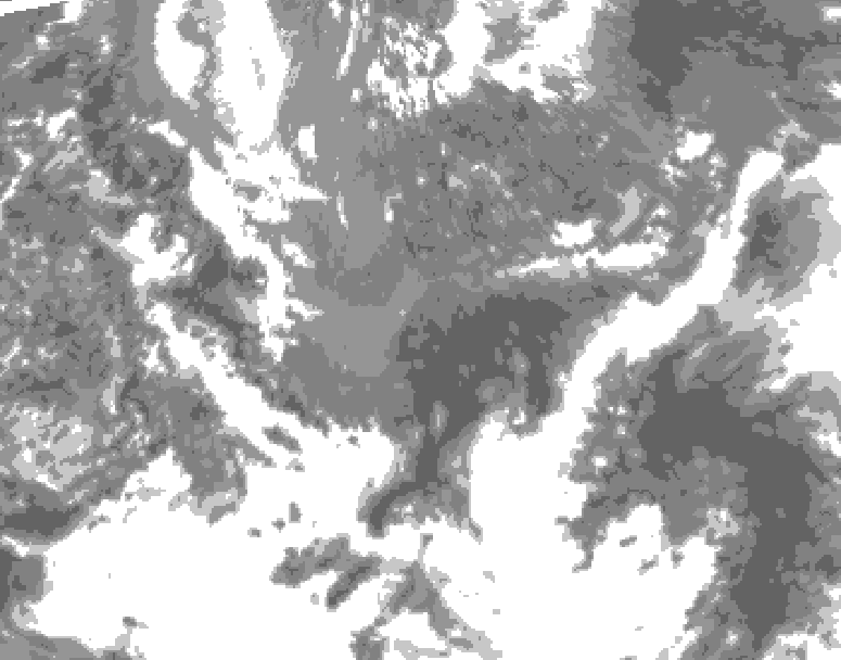 GDPS total cloud 120 hour forecast chart for Canada based on 2026/05/10 1200Z data