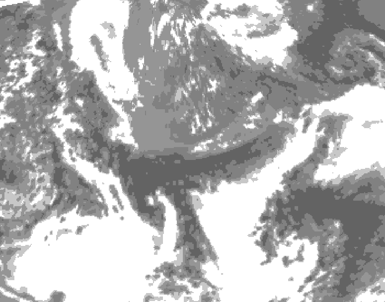 GDPS total cloud 102 hour forecast chart for Canada based on 2026/05/11 0000Z data