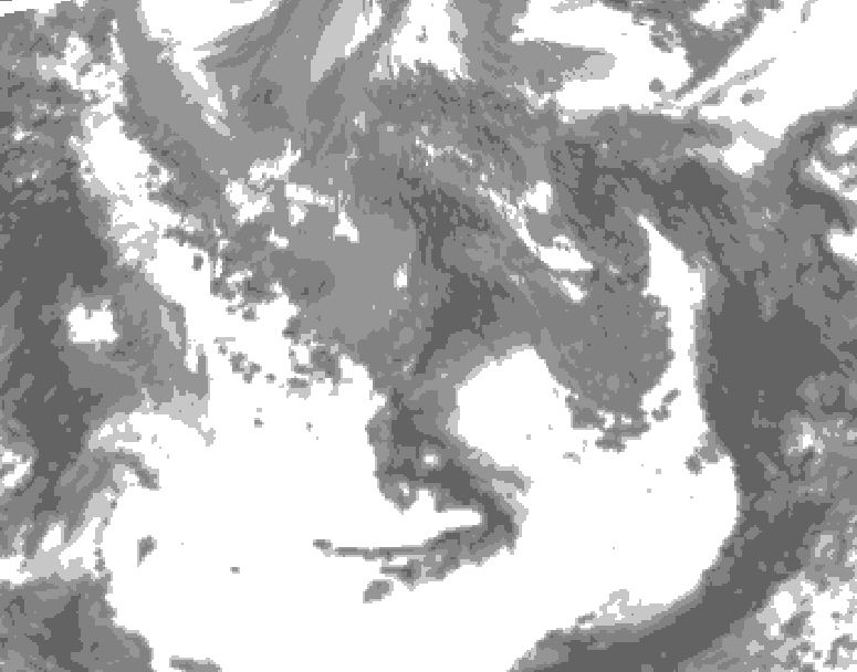 GDPS total cloud 012 hour forecast chart for Canada based on 2026/05/12 0000Z data