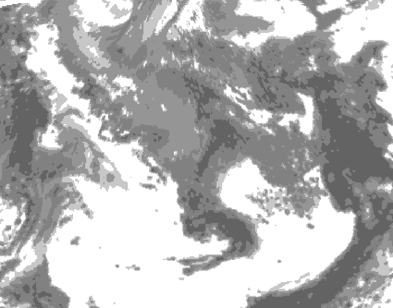 GDPS total cloud 018 hour forecast chart for Canada based on 2026/05/12 0000Z data