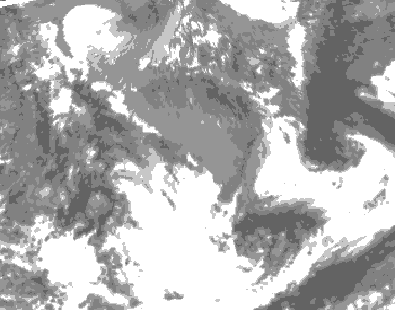 GDPS total cloud 018 hour forecast chart for Canada based on 2026/05/13 0000Z data