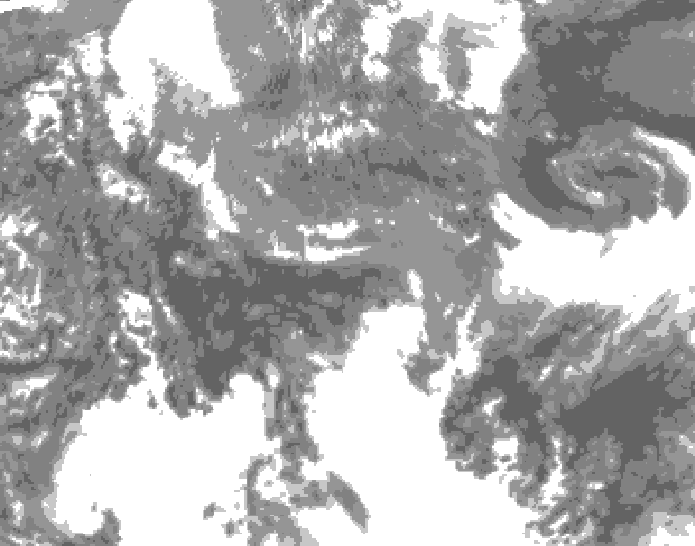 GDPS total cloud 036 hour forecast chart for Canada based on 2026/05/13 0000Z data