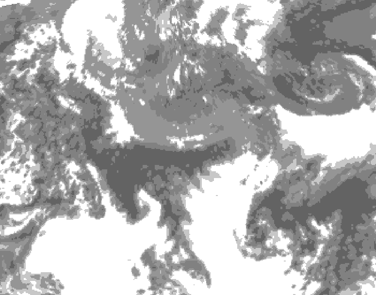 GDPS total cloud 042 hour forecast chart for Canada based on 2026/05/13 0000Z data