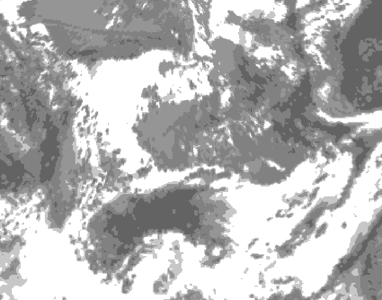 GDPS total cloud 120 hour forecast chart for Canada based on 2026/05/13 0000Z data
