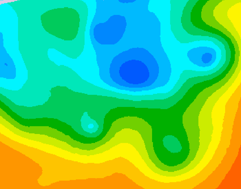 GDPS 500 millibar geopotential height 018 hour forecast chart for Canada based on 2026/05/14 0000Z data