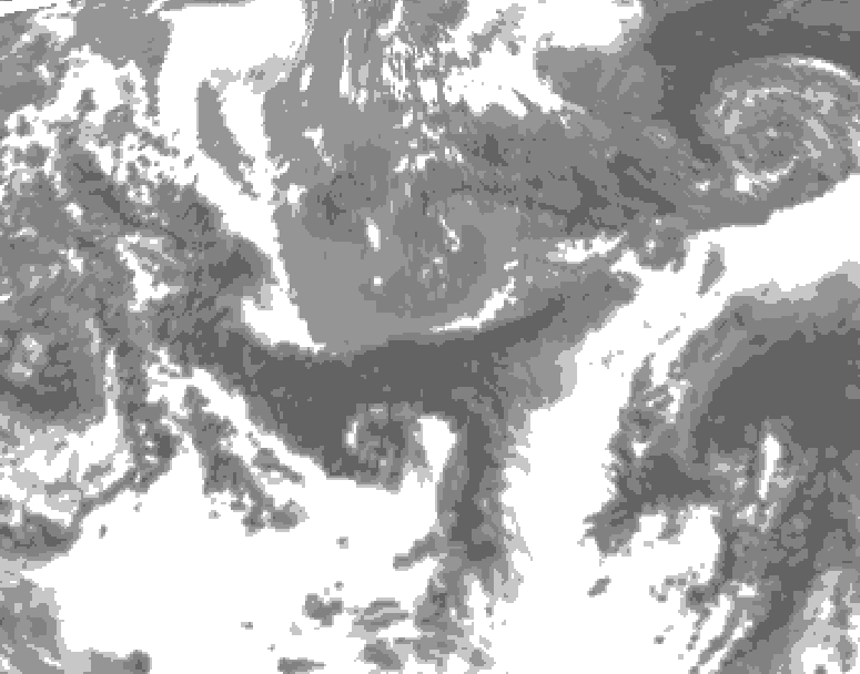 GDPS total cloud 030 hour forecast chart for Canada based on 2026/05/14 0000Z data