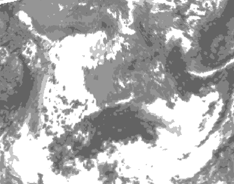 GDPS total cloud 102 hour forecast chart for Canada based on 2026/05/14 0000Z data