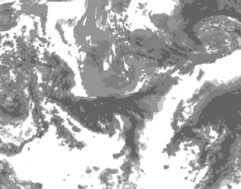 GDPS total cloud 018 hour forecast chart for Canada based on 2026/05/14 1200Z data