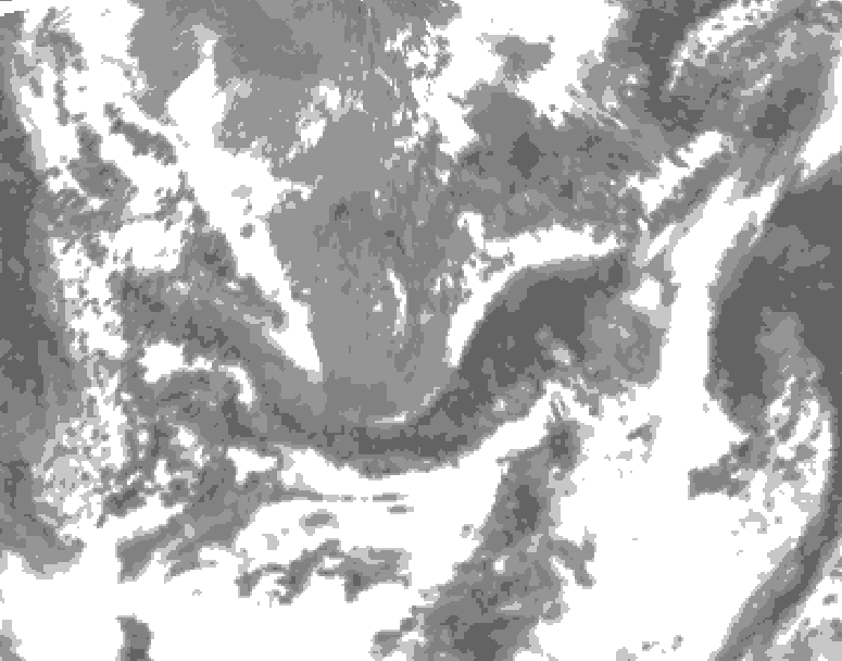 GDPS total cloud 012 hour forecast chart for Canada based on 2026/05/16 0000Z data