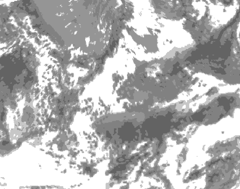 GDPS total cloud 096 hour forecast chart for Canada based on 2026/05/16 0000Z data