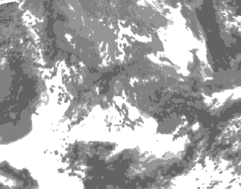 GDPS total cloud 150 hour forecast chart for Canada based on 2026/05/16 0000Z data